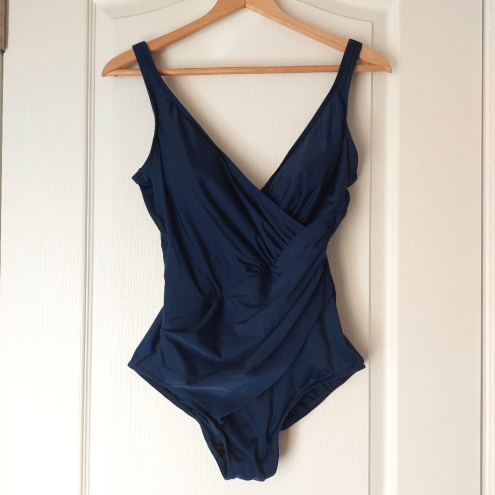 Miraclesuit One Piece Swimsuit Navy Blue Size 12